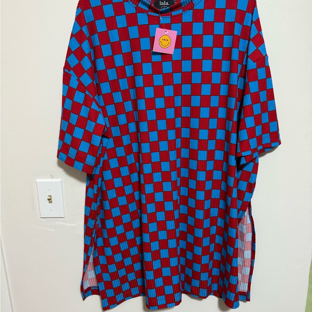 Dressed in LALA Red and Blue Checkered Playsuit  Size Large